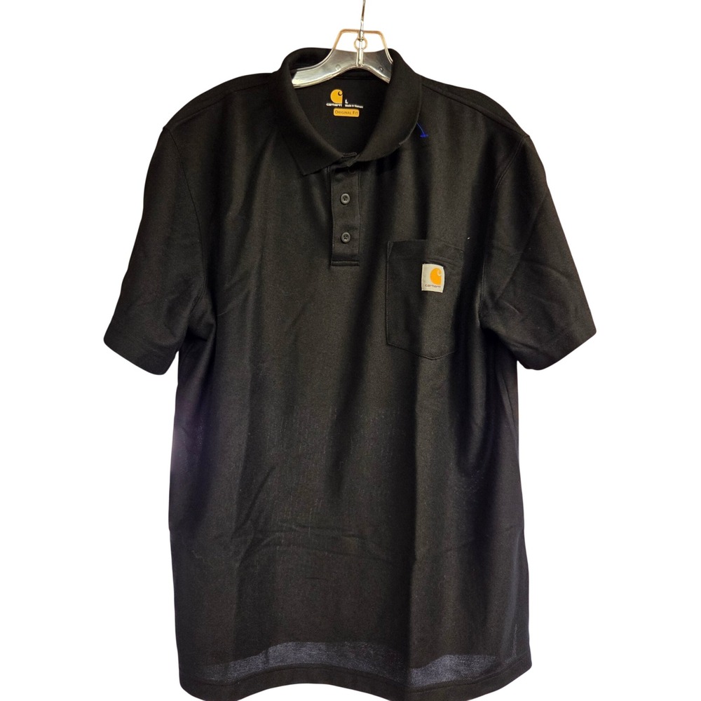 Carhartt Original Fit Short Sleeve Pocket Polo Shirt Large Black Workwear L